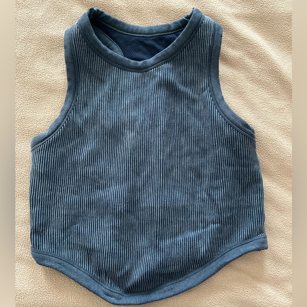 POPFLEX Navy Ribbed Sleeveless Top